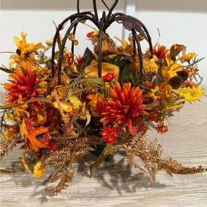Autumn Floral Arrangement with Candle Holder